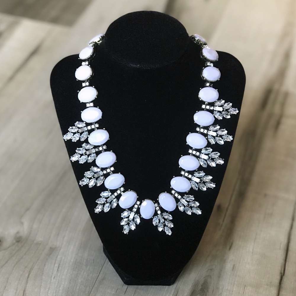 J.Crew Inspired Light Gray Rhinestone Bib Necklace